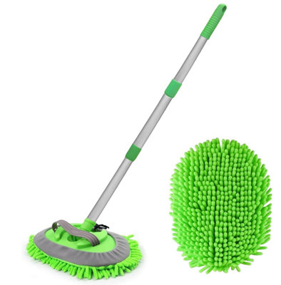 B&Q -  115Cm Car Wash Brush Mop With Long Handle2-In-1 Microfiber Cleaning Tool For CarsTrucksSuvsRvsBoats