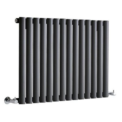 B&Q -  Anthracite Horizontal Single Oval Panel Designer Radiator 600mm X 826mm