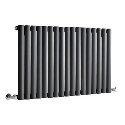 Homestylestore Anthracite Horizontal Single Oval Panel Designer Radiator 600mm X 1000mm from B&Q