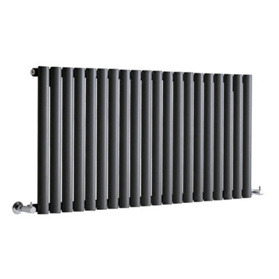 B&Q -  Anthracite Horizontal Single Oval Panel Designer Radiator 600mm X 1180mm