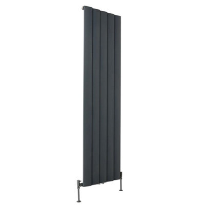 B&Q -  Anthracite Vertical Stepped Panel Aluminium Designer Radiator 1800mm X 470mm