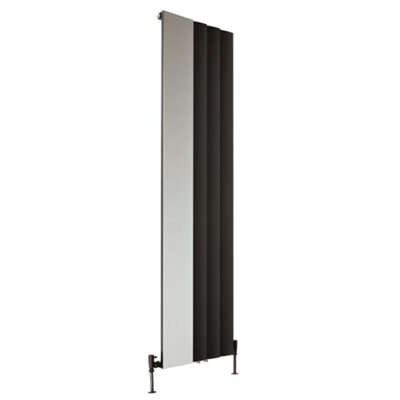 B&Q -  Black Vertical Stepped Panel Aluminium Designer Radiator With Mirror 1800mm X 470mm