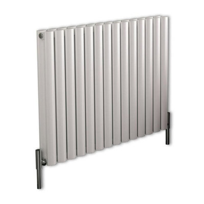 B&Q -  White Horizontal Double Oval Panel Aluminium Designer Radiator 600mm X 830mm