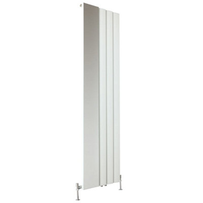B&Q -  White Vertical Stepped Panel Aluminium Designer Radiator With Mirror 1800mm X 470mm