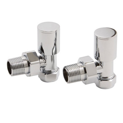 Homestylestore Chrome Angled Heated Towel Rail Radiator Valves from B&Q