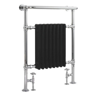Homestylestore Chrome And Black Heated Towel Rail Radiator With Overhanging Rail 960mm X 675mm from B&Q