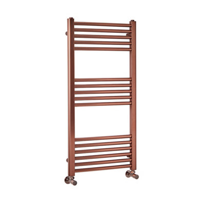 Homestylestore Brushed Copper Flat Ladder Steel Heated Towel Rail Radiator 1000mm X 500mm from B&Q