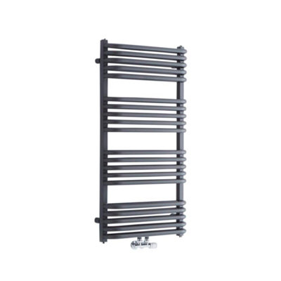 Homestylestore Anthracite D Bar Heated Towel Rail Radiator 1000mm X 500mm from B&Q
