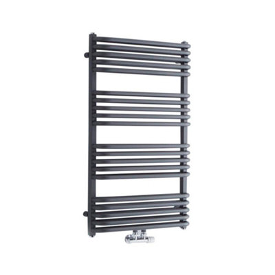 Homestylestore Anthracite D Bar Heated Towel Rail Radiator 1000mm X 600mm from B&Q