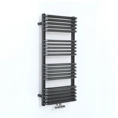 Homestylestore Black D Bar Heated Towel Rail Radiator 1000mm X 500mm from B&Q