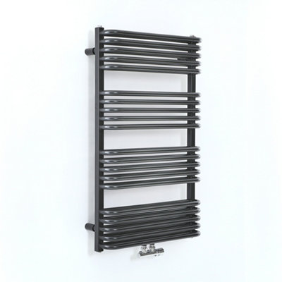 Homestylestore Black D Bar Heated Towel Rail Radiator 1000mm X 600mm from B&Q