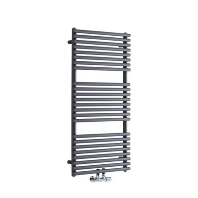 Homestylestore Anthracite Bar On Bar Heated Towel Rail Radiator 1065mm X 500mm from B&Q