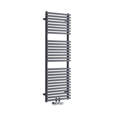 Homestylestore Anthracite Bar On Bar Heated Towel Rail Radiator 1215mm X 400mm from B&Q