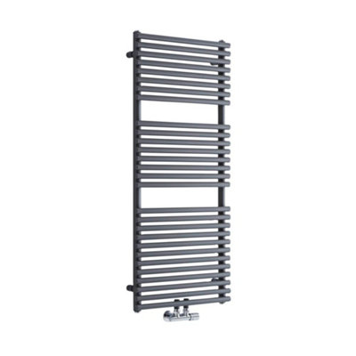 Homestylestore Anthracite Bar On Bar Heated Towel Rail Radiator 1215mm X 500mm from B&Q