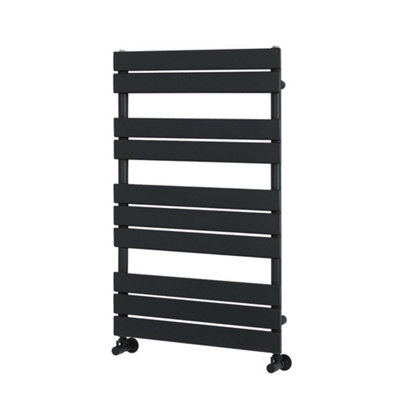 Homestylestore Matte Black Flat Panel Heated Towel Rail Radiator 975mm X 600mm from B&Q