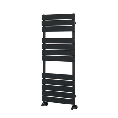 Homestylestore Matte Black Flat Panel Heated Towel Rail Radiator 1200mm X 450mm from B&Q