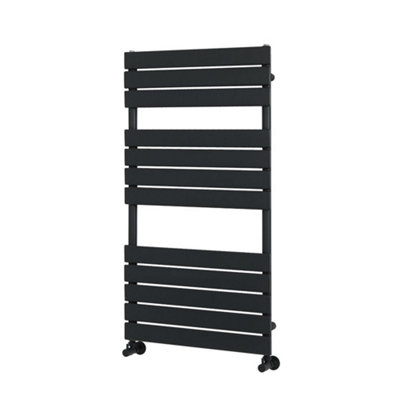 Homestylestore Matte Black Flat Panel Heated Towel Rail Radiator 1200mm X 600mm from B&Q