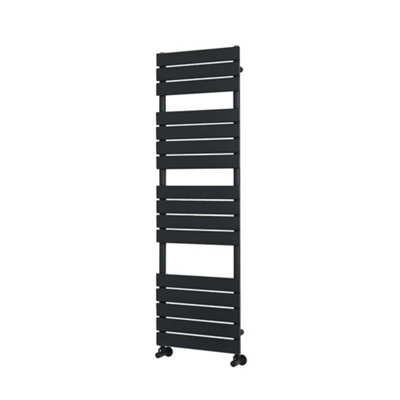Homestylestore Matte Black Flat Panel Heated Towel Rail Radiator 1500mm X 450mm from B&Q