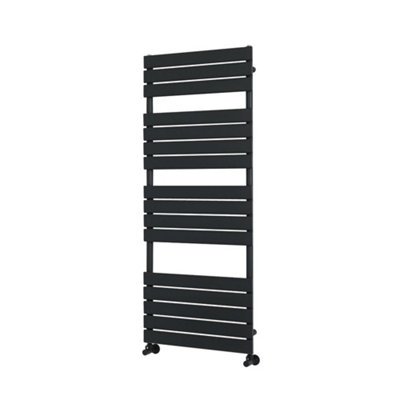 Homestylestore Matte Black Flat Panel Heated Towel Rail Radiator 1500mm X 600mm from B&Q