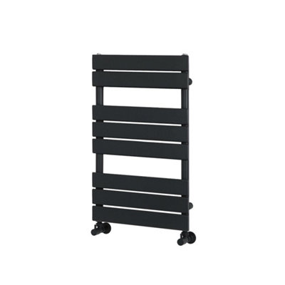Homestylestore Matte Black Flat Panel Heated Towel Rail Radiator 825mm X 450mm from B&Q