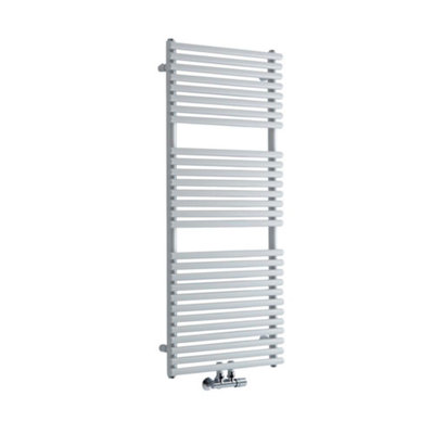 Homestylestore White Bar On Bar Heated Towel Rail Radiator 1215mm X 500mm from B&Q