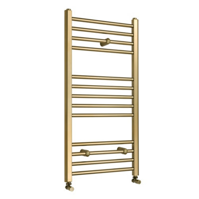 Homestylestore Brushed Brass Flat Ladder Steel Heated Towel Rail 1000mm X 500mm from B&Q