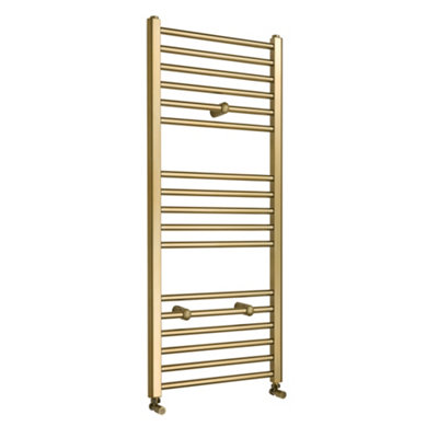 Homestylestore Brushed Brass Flat Ladder Steel Heated Towel Rail 1200mm X 500mm from B&Q