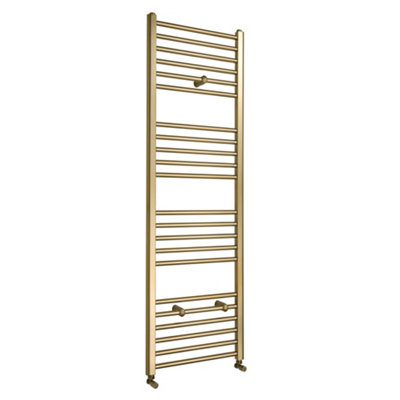 Homestylestore Brushed Brass Flat Ladder Steel Heated Towel Rail 1600mm X 500mm from B&Q