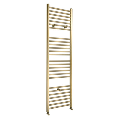 Homestylestore Brushed Brass Flat Ladder Steel Heated Towel Rail 1800mm X 500mm from B&Q