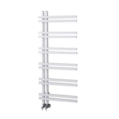 Homestylestore White Aluminium Heated Towel Rail Radiator 1200mm X 500mm from B&Q