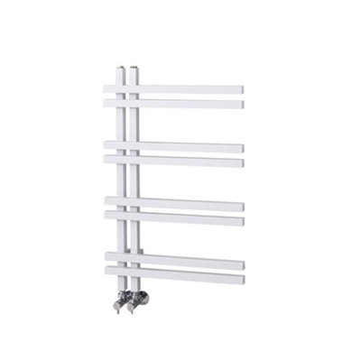 Homestylestore White Aluminium Heated Towel Rail Radiator 800mm X 500mm from B&Q