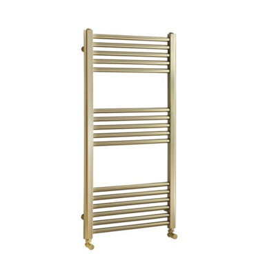 Homestylestore Brushed Brass Flat Ladder Steel Heated Towel Rail Radiator 1000mm X 500mm from B&Q