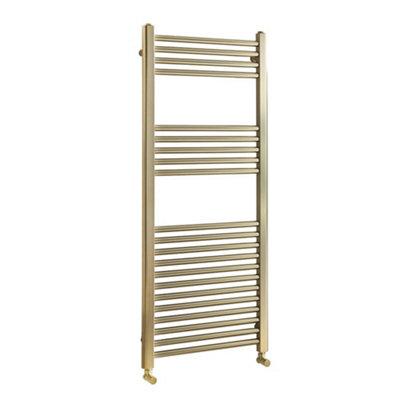 Homestylestore Brushed Brass Flat Ladder Steel Heated Towel Rail Radiator 1200mm X 500mm from B&Q
