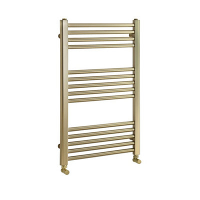 Homestylestore Brushed Brass Flat Ladder Steel Heated Towel Rail Radiator 800mm X 500mm from B&Q