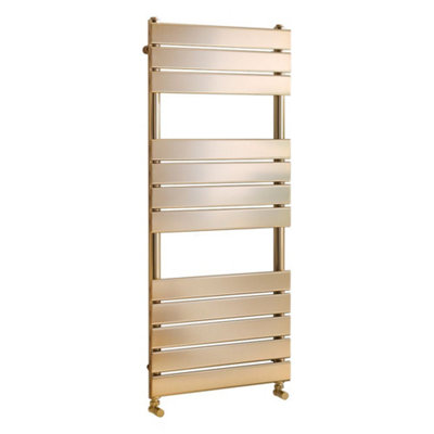 Homestylestore Brushed Brass Flat Panel Heated Towel Rail Radiator 1200mm X 500mm from B&Q