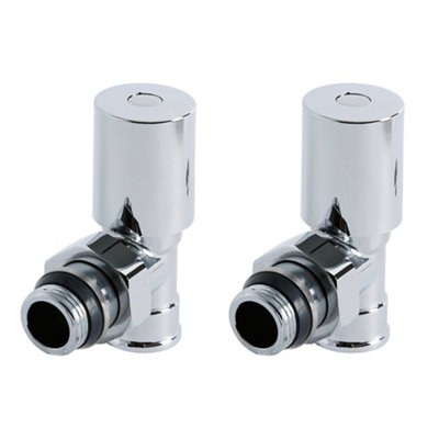 Homestylestore Chrome Towel Rail Radiator Angled Valves Pair from B&Q
