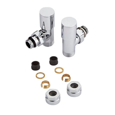 Homestylestore Chrome Angled Heated Towel Rail Radiator Valves With 15mm Copper Adapters from B&Q