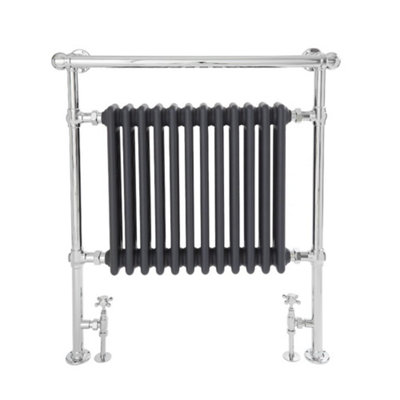 Homestylestore Chrome And Anthracite Cast Iron Style Heated Towel Rail Radiator And Overhanging Rail 930mm X 790mm from B&Q
