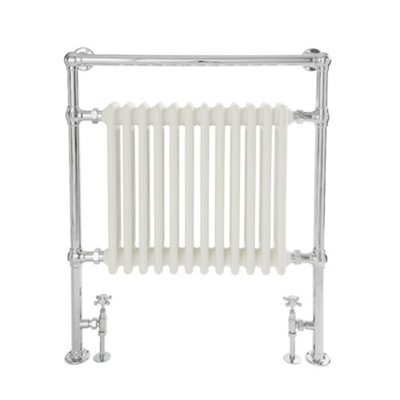 Homestylestore Chrome And White Cast Iron Style Heated Towel Rail Radiator 930mm X 790mm from B&Q