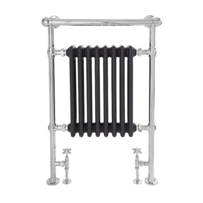 Homestylestore Chrome And Anthracite Cast Iron Style Heated Towel Rail Radiator And Overhanging Rail 930mm X 620mm from B&Q