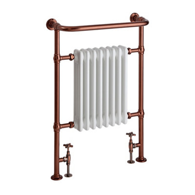 Homestylestore Brushed Copper Heated Towel Rail Radiator With Overhanging Rail 963mm X 673mm from B&Q