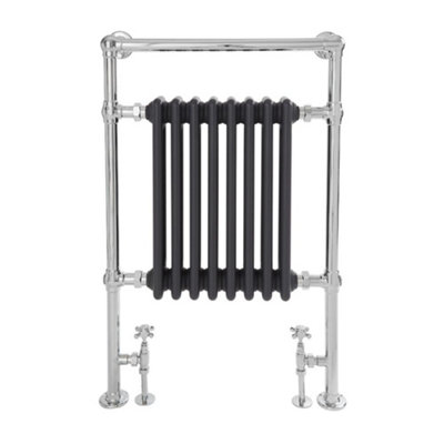 Homestylestore Chrome And Anthracite Cast Iron Style Heated Towel Rail Radiator 930mm X 620mm from B&Q