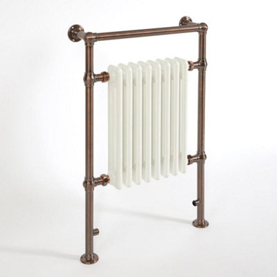 Homestylestore Brushed Bronze And White Cast Iron Style Heated Towel Rail Radiator 930mm X 620mm from B&Q