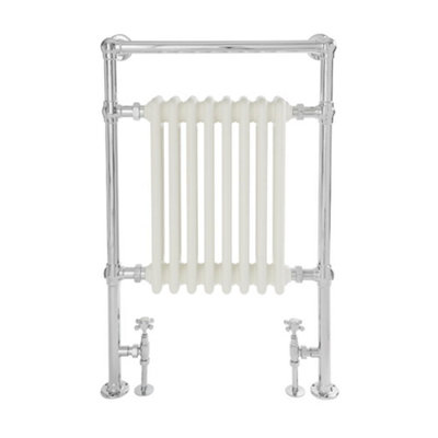 Homestylestore Chrome And White Cast Iron Style Heated Towel Rail Radiator 930mm X 620mm from B&Q