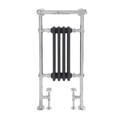 Homestylestore Chrome And Anthracite Cast Iron Style Heated Towel Rail Radiator And Overhanging Rail 930mm X 452mm from B&Q