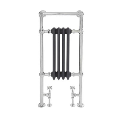 Homestylestore Chrome And Anthracite Cast Iron Style Heated Towel Rail Radiator 930mm X 452mm from B&Q