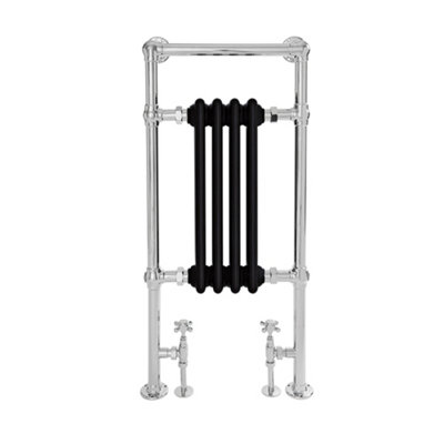 Homestylestore Chrome And Black Cast Iron Style Heated Towel Rail Radiator 930mm X 452mm from B&Q