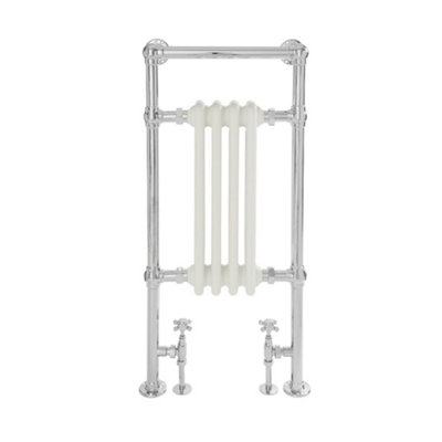 Homestylestore Chrome And White Cast Iron Style Heated Towel Rail Radiator 930mm X 452mm from B&Q