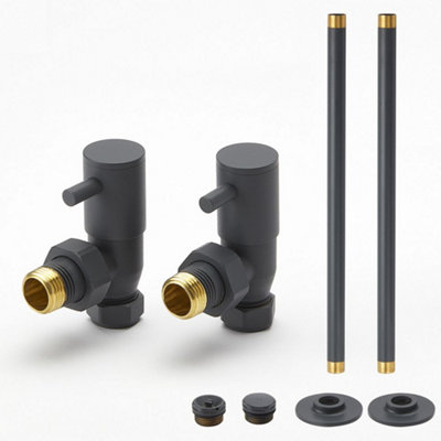 Homestylestore Anthracite Angled Heated Towel Rail Radiator Valves And Pipe Connector Kit from B&Q