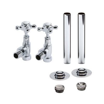 Homestylestore Chrome Angled Radiator Towel Rail Valve Pipe Connector Kit from B&Q